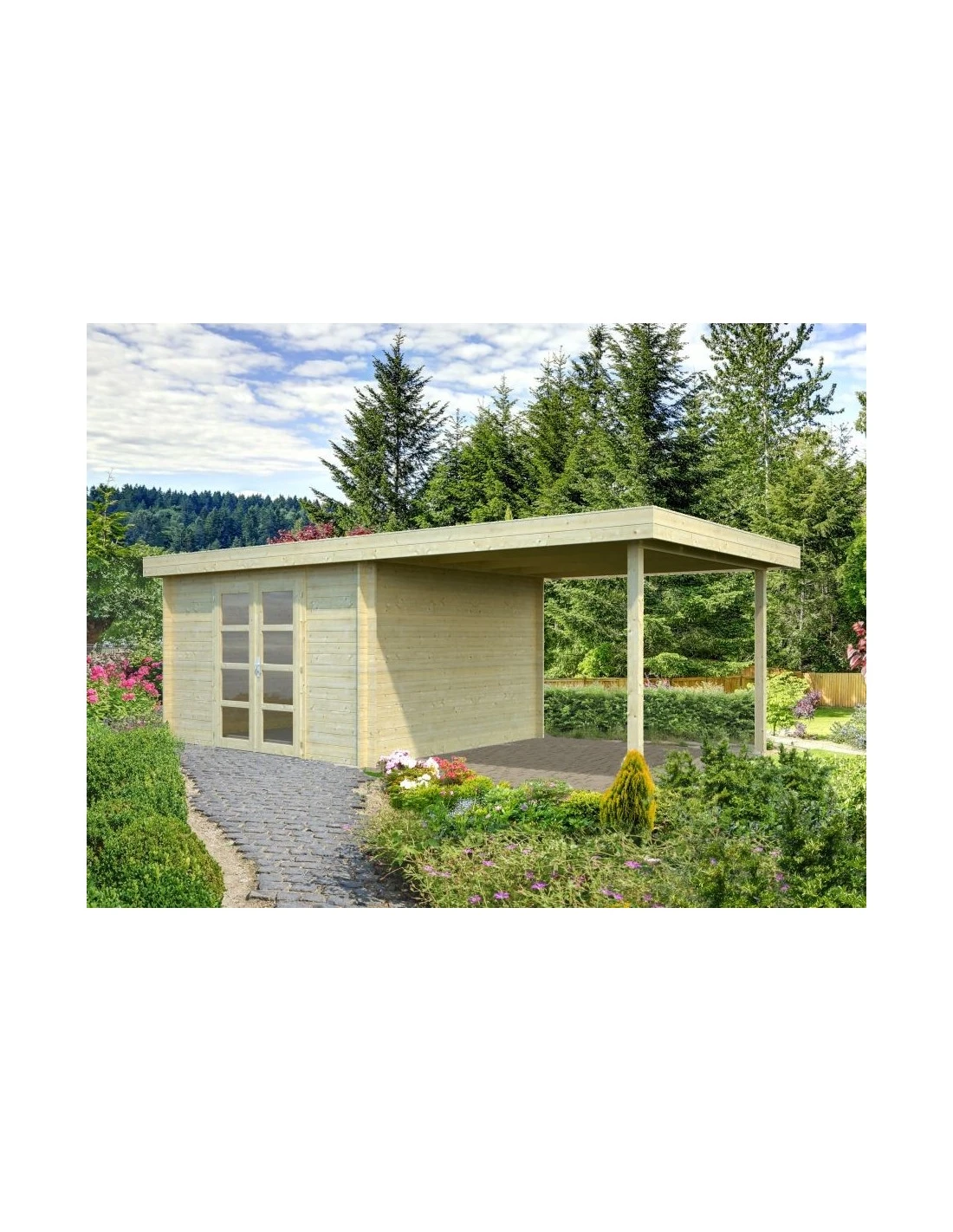 Abri De Jardin Elsa 9.9 M² + Avancée De 3.1 En Bois Massif 28 Mm 3 Abri De Jardin Elsa 9.9 M² + Avancée De 3.1 En Bois Massif 28 Mm