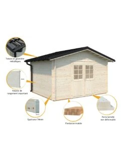 Abri De Jardin Tina 10.8 M² En Bois Massif 34 Mm