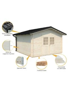 Abri De Jardin Tina 14 M² En Bois Massif 34 Mm