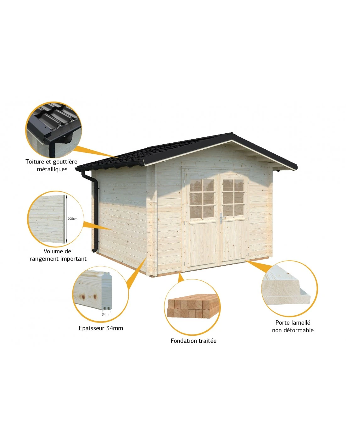 Abri De Jardin Tina 7.8 M² En Bois Massif 34 Mm 5 Abri De Jardin Tina 7.8 M² En Bois Massif 34 Mm – Image 3