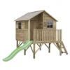 Maisonnette Louis Avec Glissière Vert Sapin 1 Maisonnette Louis Avec Glissière Vert Sapin -Biohors Boutique cabane enfants louis en bois avec toboggan