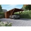Carport LEON Traité Autoclave Teinté Marron De 16+7 M² -Biohors Boutique carport leon traite autoclave teinte marron de 167 m