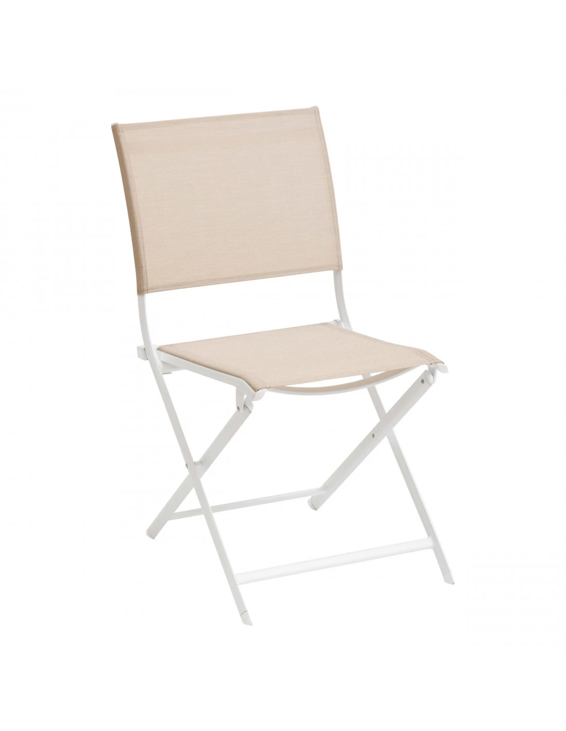 Chaise De Jardin AXANT Pliable - Aluminium Et Texaline - Lin / Blanc 3 Chaise De Jardin AXANT Pliable - Aluminium Et Texaline - Lin / Blanc