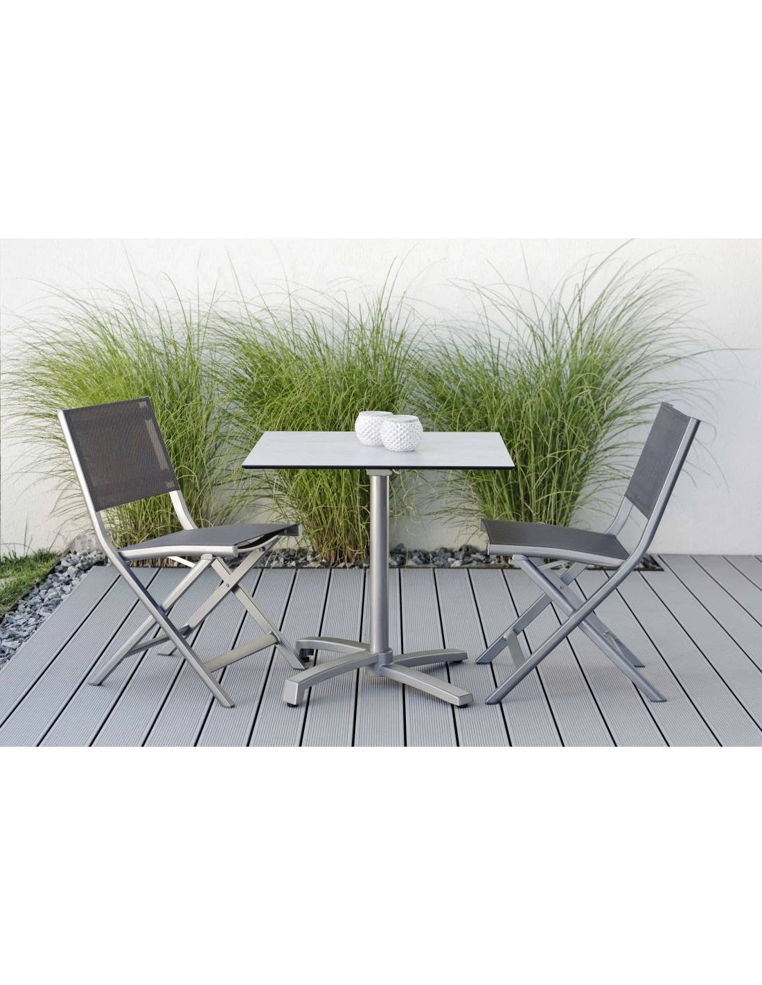 Chaise Pliante Nils - Anthracite Textylène Argent 4 Chaise Pliante Nils - Anthracite Textylène Argent – Image 2