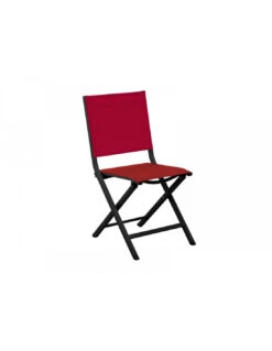 Chaise Pliante Thema En Aluminium Et Toile TPEP - Graphite / Rouge
