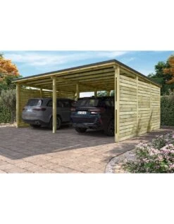 Carport En Bois Double CESAR Traité Autoclave De 38 M²