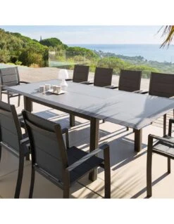 Fauteuil De Jardin Allure Empilable - Aluminium Et Texaline Matelassée - Graphite / Poivre -Biohors Boutique fauteuil de jardin allure empilable aluminium et texaline matelassee graphite poivre 5