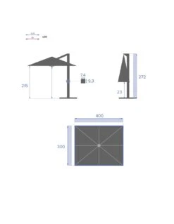 Parasol Déporté Éléa 3 X 4 M - Graphite / Bleu Canard -Biohors Boutique parasol deporte elea 3 x 4 m graphite bleu canard 5