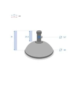 Pied De Parasol Dôme 25 Kg - Béton Et Acier Traité époxy - Gris -Biohors Boutique pied de parasol dome 25 kg beton et acier traite epoxy gris 2