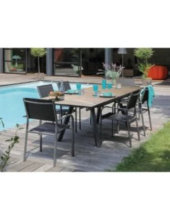 Table De Jardin Agra 150/200/250 Cm - Plateau à Lames HPL Fundermax - Graphite / Wood -Biohors Boutique table de jardin agra 150200250 cm plateau a lames hpl fundermax graphite wood 2