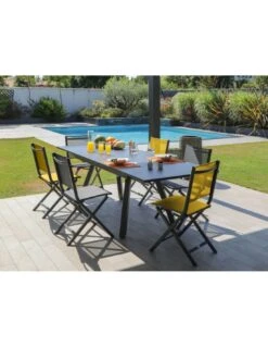 Table De Jardin AGRA Extensible 150/200/250 Cm - Aluminium Et Verre - Graphite / Gris -Biohors Boutique table de jardin agra extensible 150200250 cm aluminium et verre graphite gris 1