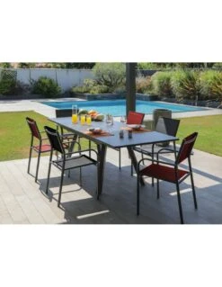 Table De Jardin AGRA Extensible 150/200/250 Cm - Aluminium Et Verre - Graphite / Gris -Biohors Boutique table de jardin agra extensible 150200250 cm aluminium et verre graphite gris 2