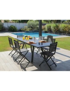 Table De Jardin AGRA Extensible 150/200/250 Cm - Aluminium Et Verre - Graphite / Gris -Biohors Boutique table de jardin agra extensible 150200250 cm aluminium et verre graphite gris 3