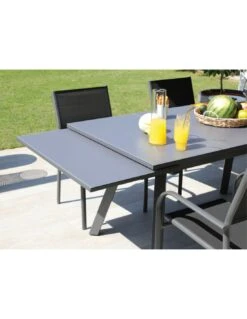 Table De Jardin AGRA Extensible 150/200/250 Cm - Aluminium Et Verre - Graphite / Gris -Biohors Boutique table de jardin agra extensible 150200250 cm aluminium et verre graphite gris 4