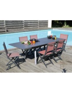 Table De Jardin AGRA Extensible 150/200/250 Cm - Aluminium Et Verre - Graphite / Perle -Biohors Boutique table de jardin agra extensible 150200250 cm aluminium et verre graphite perle 5