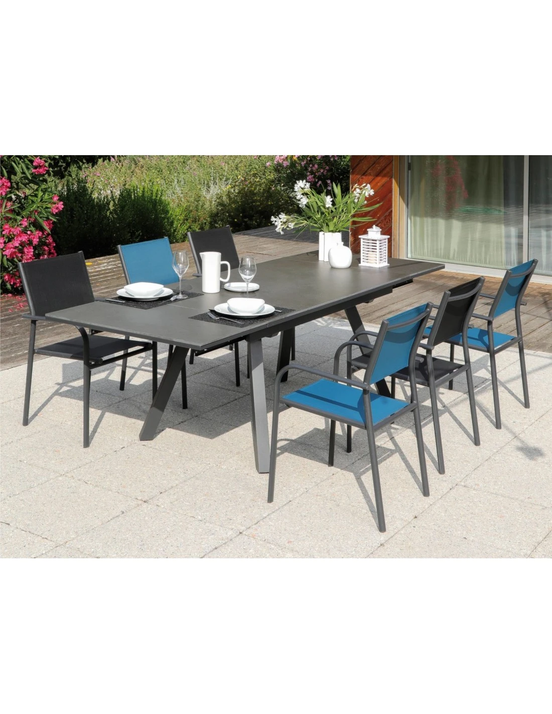 Table De Jardin AGRA Extensible L.150/200/250 X P.90 Cm - Graphite Alley 3 Table De Jardin AGRA Extensible L.150/200/250 X P.90 Cm - Graphite Alley