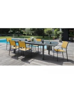 Table De Jardin Elise Extensible - 8 à 12 Places - Aluminium Et Verre - Graphite / Gris -Biohors Boutique table de jardin elise extensible 8 a 12 places aluminium et verre 5