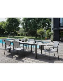 Table De Jardin Elise Extensible - 8 à 12 Places - Aluminium Et Verre - Graphite / Gris -Biohors Boutique table de jardin elise extensible 8 a 12 places aluminium et verre 7