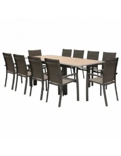 Table De Jardin Allure Extensible 10 Places - Aluminium Imprimé Effet Bois -Biohors Boutique table extensible allure 10 places aluminium imprime effet bois 1 2