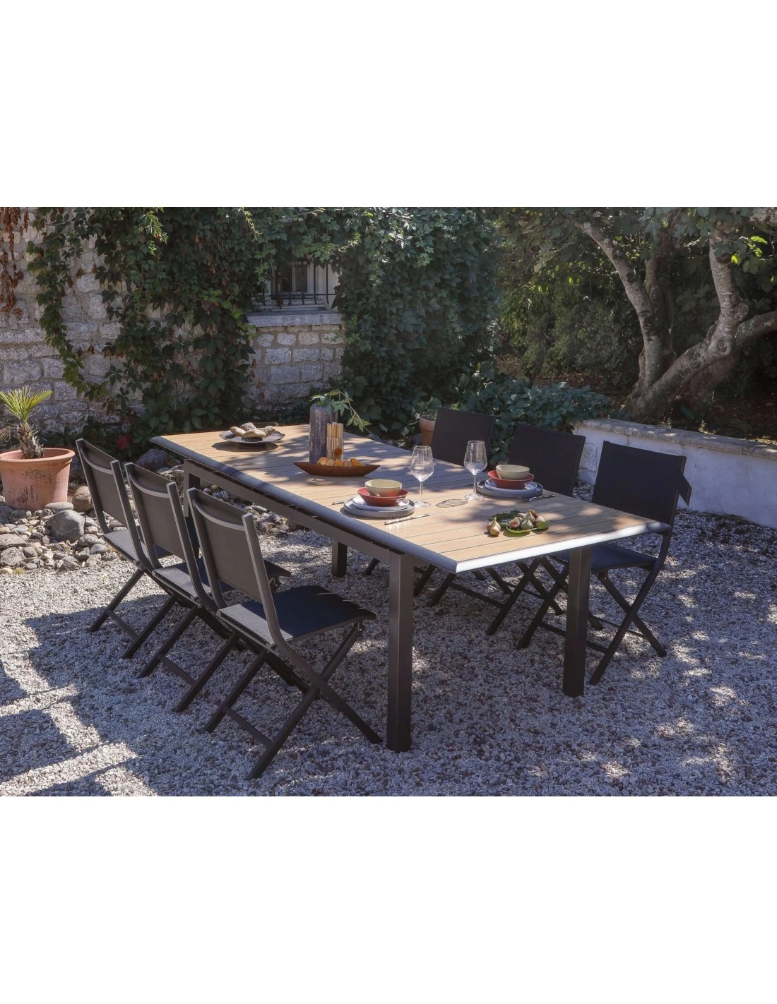 Table Louisiane II Extensible - Aluminium Graphite Plateau OAK - L.187/247 X L.100 X H.76 Cm 6 Table Louisiane II Extensible - Aluminium Graphite Plateau OAK - L.187/247 X L.100 X H.76 Cm – Image 4